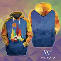 Abstract Background Bear Blue Camping Hoodie 3D