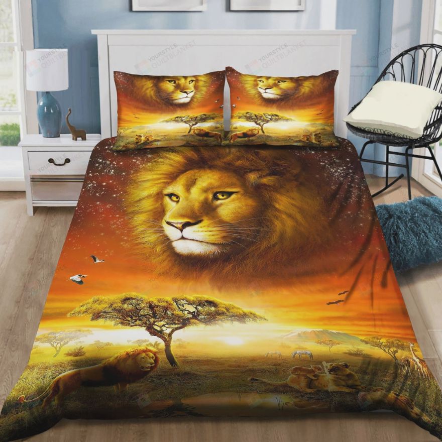 African Lion In Safari Bedding Set, Safari Bedding Sets King