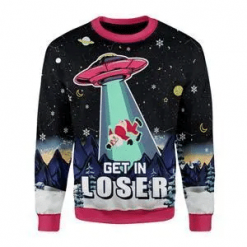 Alien Get In Loser Gift For Christmas Party Ugly Christmas Sweater