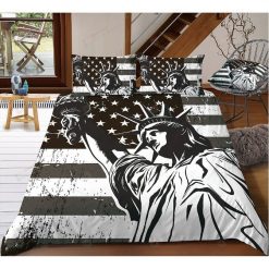 American Flag And Statue Of Liberty Bedding Set