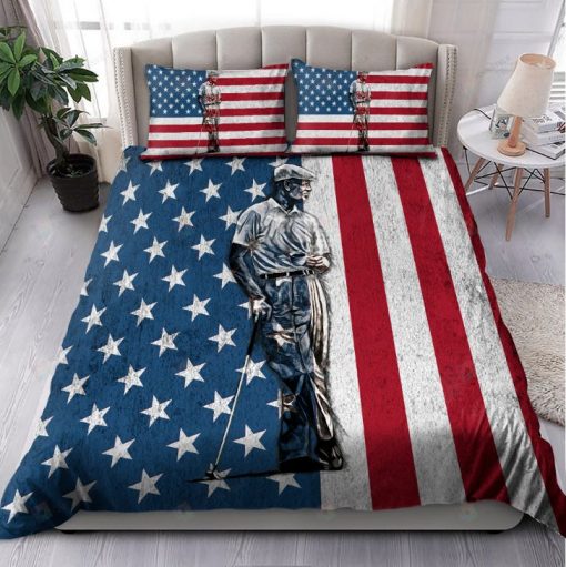American Flag Golf Lover Printed 3D Bedding Set