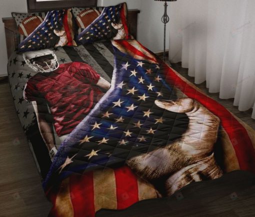 American Football Player Flag Quilt Bedding Set