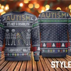 Autism Ugly Christmas Sweater With Variations, It’s Not A Disability It’s A Different Ability