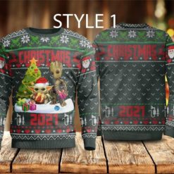 Baby Groot And Baby Yoda Merry Christmas Ugly Sweater With Variations