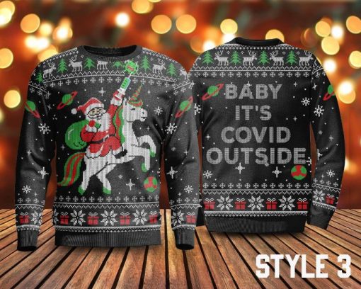 Baby It’s Covid Out Side Funny Christmas Ugly Sweater