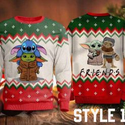 Baby Yoda, Stitch And Friends Christmas Sweater With Variation