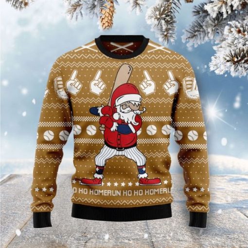 Baseball Santa Ho Ho Homerun Ugly Christmas 3D Sweater