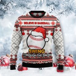 Baseball Swing Snow 3D Sweater
