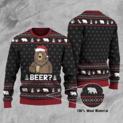 Bear With Beer Christmas 3D Sweater