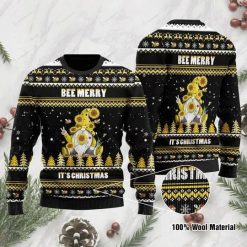 Bee Merry Christmas Gnome All Over Printed Sweater
