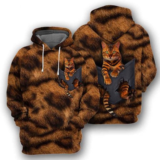 Bengal Cat Pocket All Over Printed Hoodie Cat Lovers