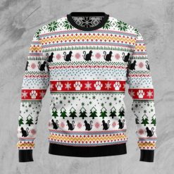 Black Cat Pattern Ugly Christmas Wool Knitted Sweater