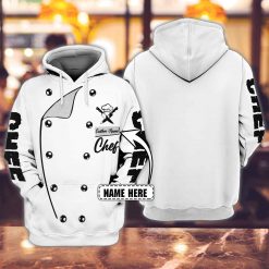 Chef Personalized Name White Unisex 3D Hoodie