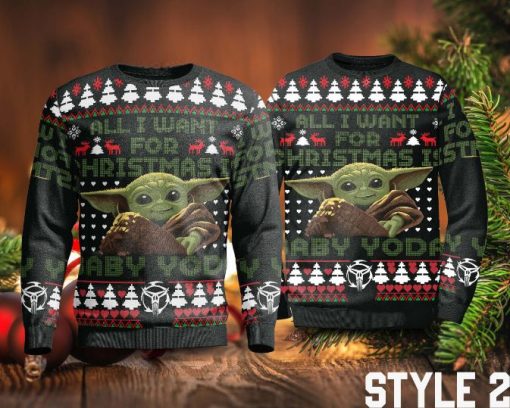 All I Want For Christmas Baby Yoda Sweater