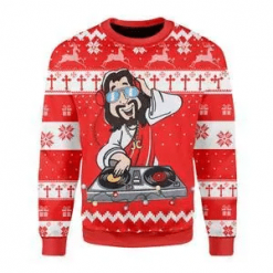 DJ Jesus Ugly Christmas Sweater 3D All Over Print
