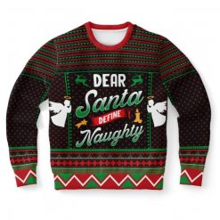 Dear Santa Define Naughty Ugly Wool Xmas Knitted Sweater