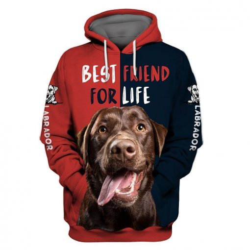 Dog Labrado Retriever Best Friend Red Black 3D Hoodie