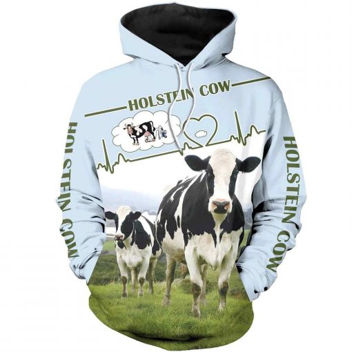 Farmer Dairy Cow Blue 3D Hoodie Labour Day