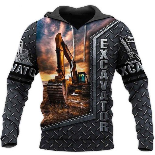 Farmer Excavator Heavy Equipment All Over Printed Hoodie