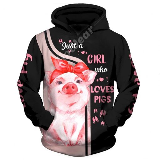 Farmer Gifts Lovely Pigs Black Pink 3D Hoodie