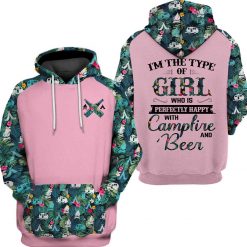 Girl Who Is Perfectly Happy With Campfire And Beer 3D Hoodie