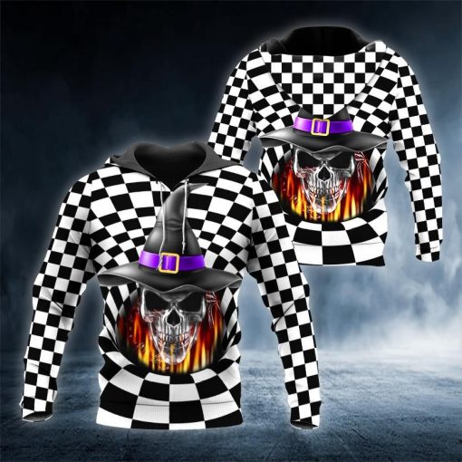 Halloween Witches Silver Skull 3D Hoodie