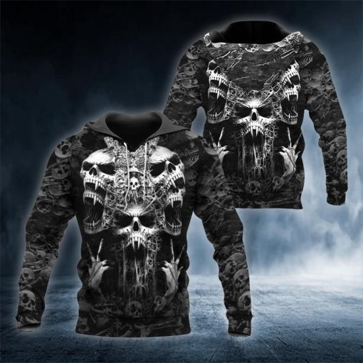 Hand Ghost Skull All Over Printed Hoodie