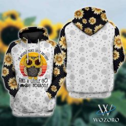 I’m Mostly Peace Love And Light Sunflower Owl Hippie 3D Hoodie