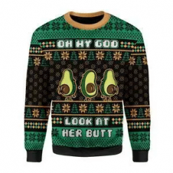Merry Xmas Avocados Oh My God Look At Her Gift For Christmas Party Ugly Christmas Sweater