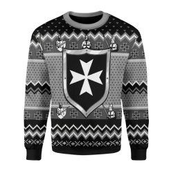 Merry Xmas Black And White Knights Hospitaller Gift For Christmas Party Ugly Christmas Sweater