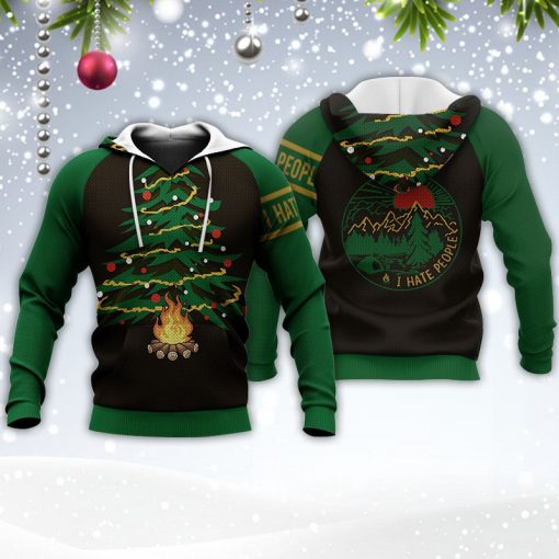 Pine Tree Knitting Pattern Camping Christmas 3D Hoodie