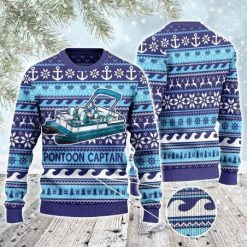 Pontoon Captain Wool Knitted Christmas Sweater All Over Print