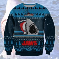 Santa Shark Jaws Ugly Christmas Wool Knitted Sweater All Over Print