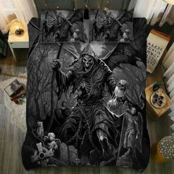 Skull Bedding Set – Grim Reaper Day Of The Death Bedding Set