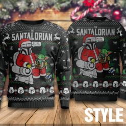 The Santalorian (Mandalorian) And Baby Yoda Christmas Sweater