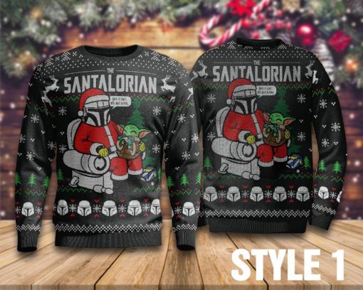 The Santalorian (Mandalorian) And Baby Yoda Christmas Sweater