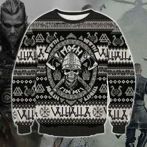 Viking Christmas Wool Knitted Sweater Valhalla La