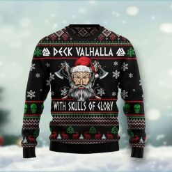 Viking Deck Valhalla With Skulls Of Glory Ugly Christmas Sweater