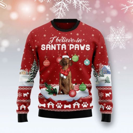 Vizsla Dog I Believe In Santa Paws 3D Sweater