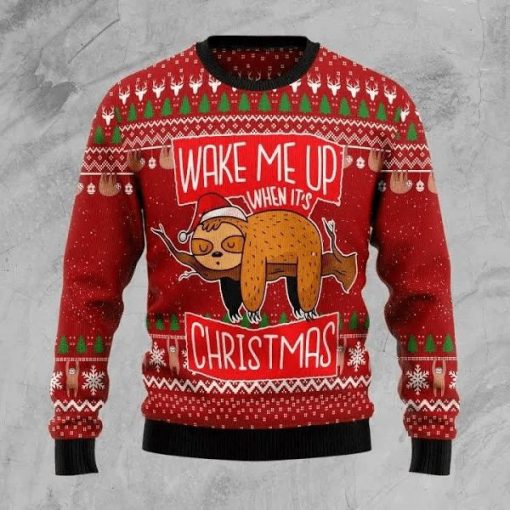 Wake Me Up When It’s Christmas Lazy Sloth Sweater