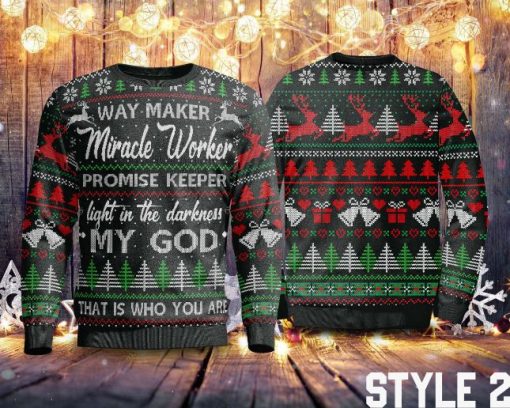 Way Maker Miracle Worker Promise Keeper Christmas Sweater All Over Print Sweashirt