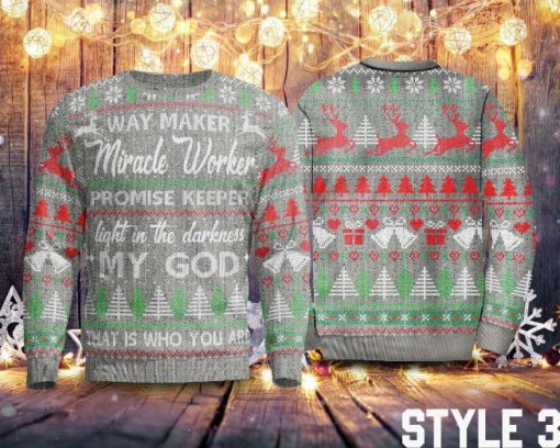 Way Maker Miracle Worker Promise Keeper Christmas Sweater All Over Print Sweashirt