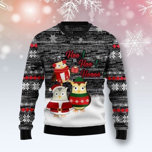 White And Yellow Owl Family Hoo Hoo Hoooo Ugly Sweater