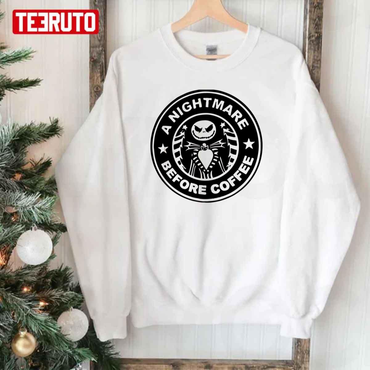 A Nightmare Before Coffee Merry Christmas Unisex Sweatshirt