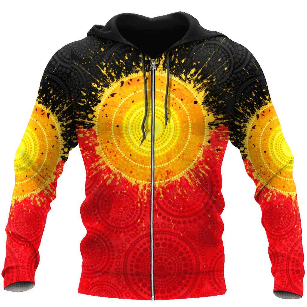 Aboriginal Flag Indigenous Sun Painting Art 3D Hoodie