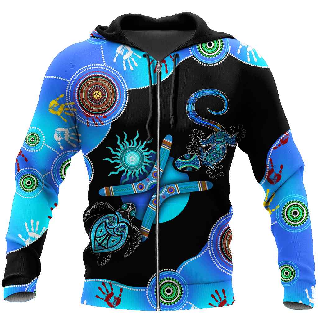 Aboriginal Naidoc Week Blue Turtle Lizard 3D Hoodie - Teeruto