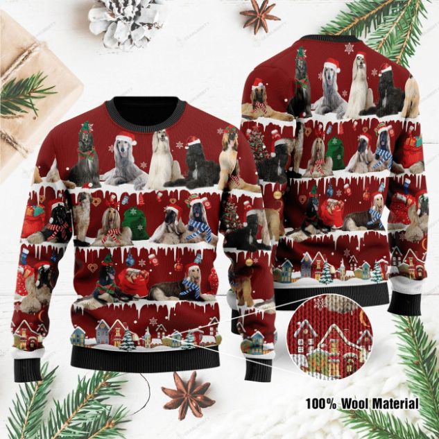 Afghan Hound Ugly Christmas All Over Print Sweater