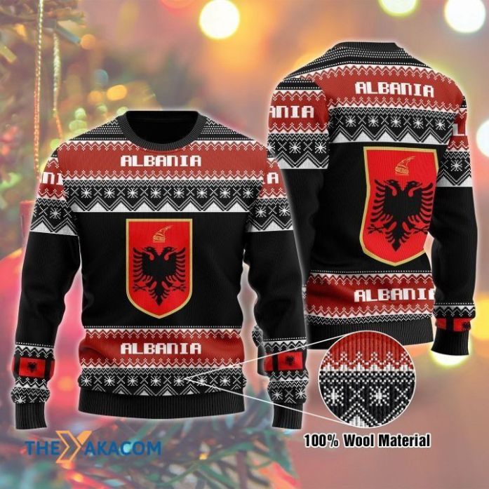 Albania Symbols All Over Printed Sweater