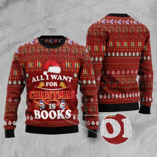 All I Want For Christmas Is Books 3D Sweater