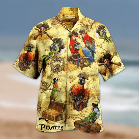 Amazing Pirate Parrots Hawaii Aloha Shirt